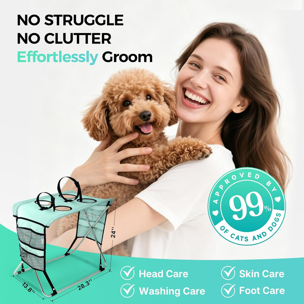 Pet Grooming Hammock with Stand, Foldable Design