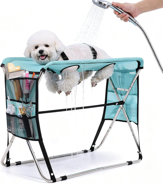 Pet Grooming Hammock with Stand, Foldable Design
