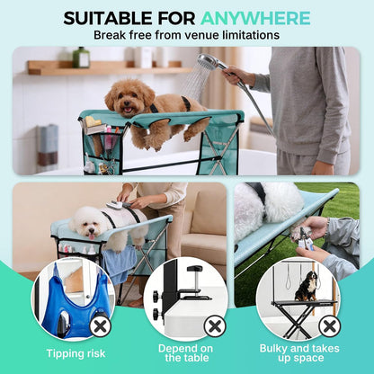 Pet Grooming Hammock with Stand, Foldable Design