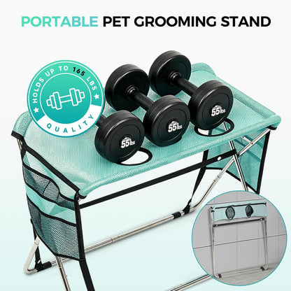 Pet Grooming Hammock with Stand, Foldable Design